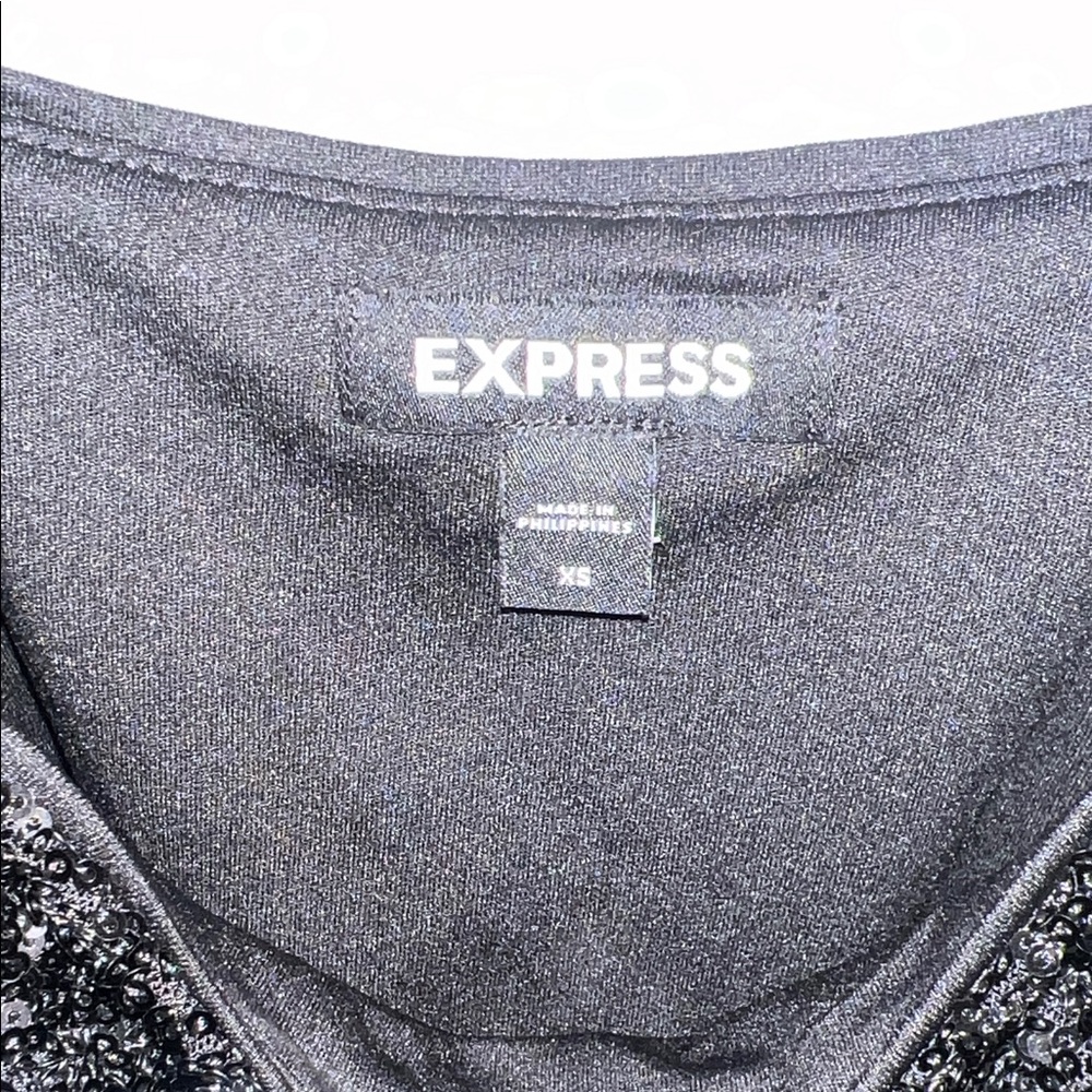 Express Black Sequin Cropped Camisole - Picture 3 of 4